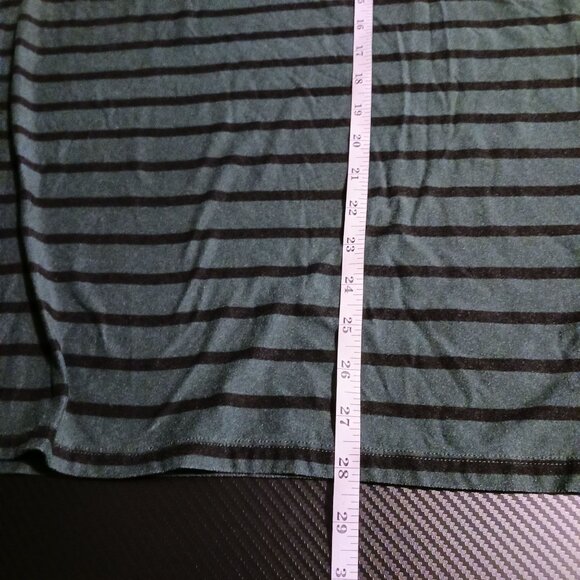 Ella‎ Rafaella Green/Black Striped Long Ruched Puff Sleeve Crew Neck Top Size 2X - Picture 11 of 11